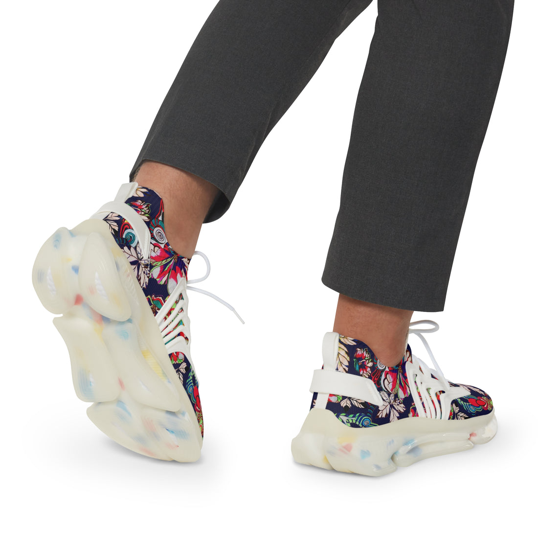 Ink Floral Pop OTT Men's Mesh Knit Sneakers