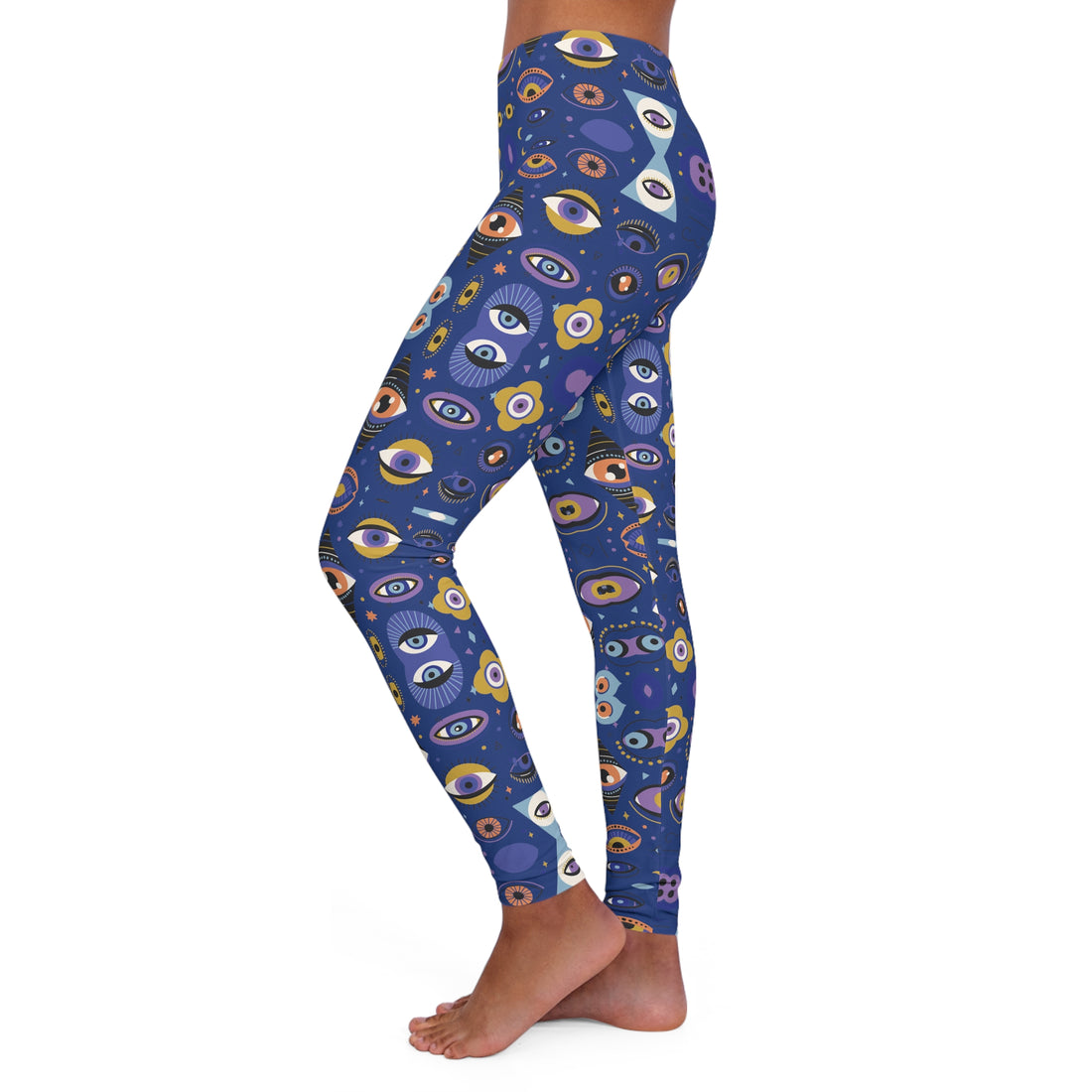 Royal Blue Abstract Evil Eye Spandex Leggings