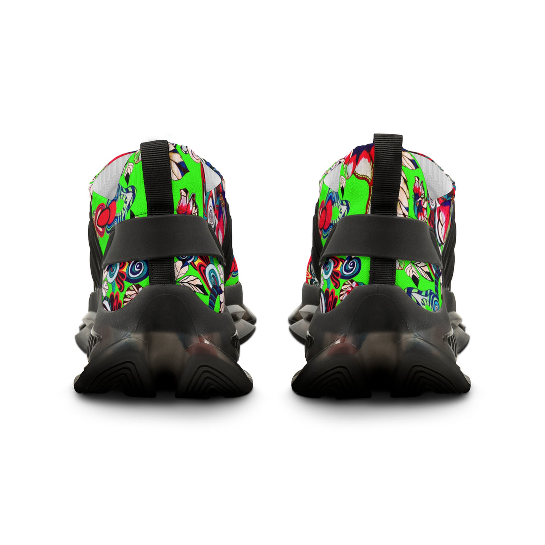 Neon Green Floral Pop OTT Men's Mesh Knit Sneakers
