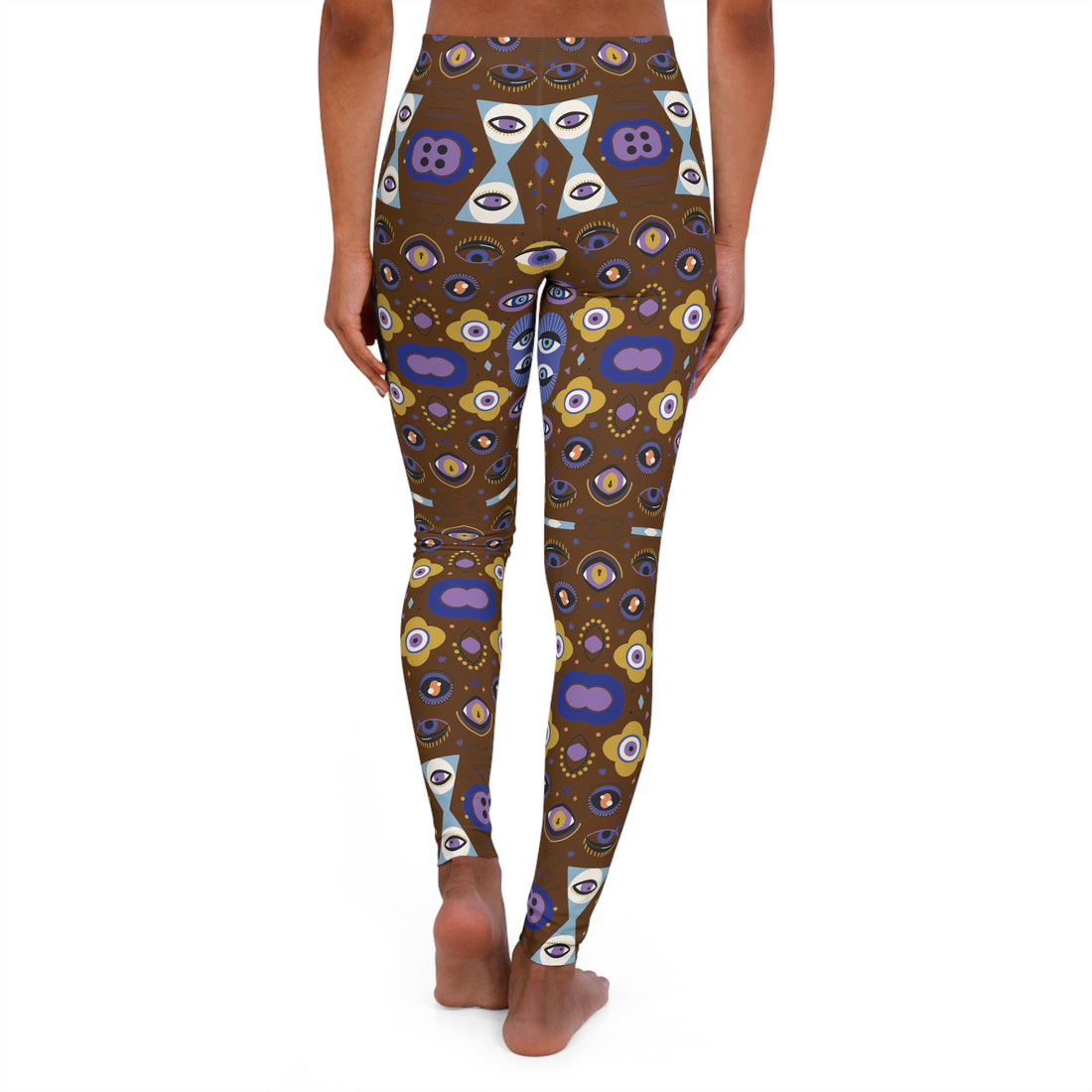 Brown Abstract Evil Eye Spandex Leggings