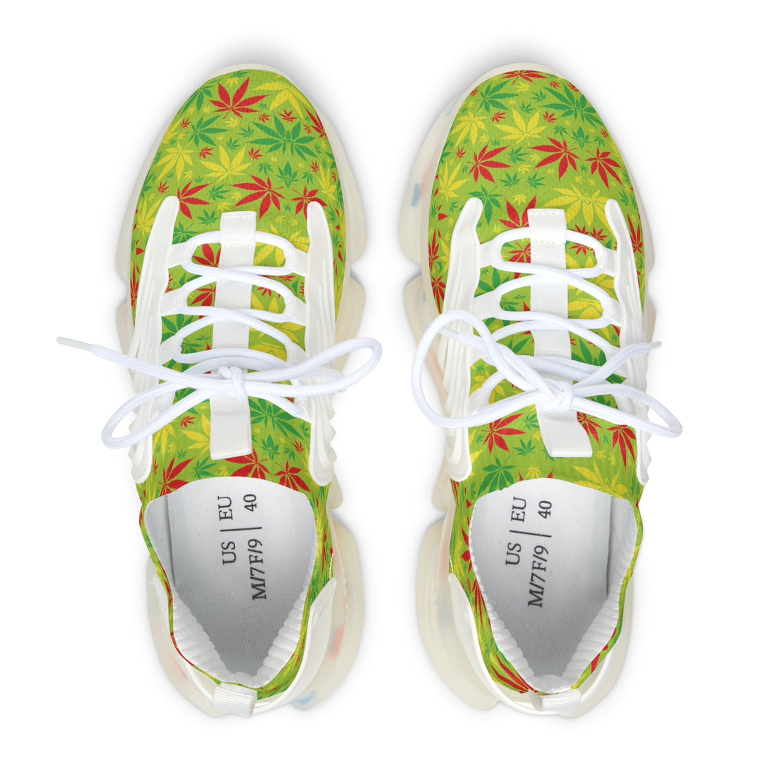 Green Tropical Rasta Toned Women's Mesh Knit Sneakers