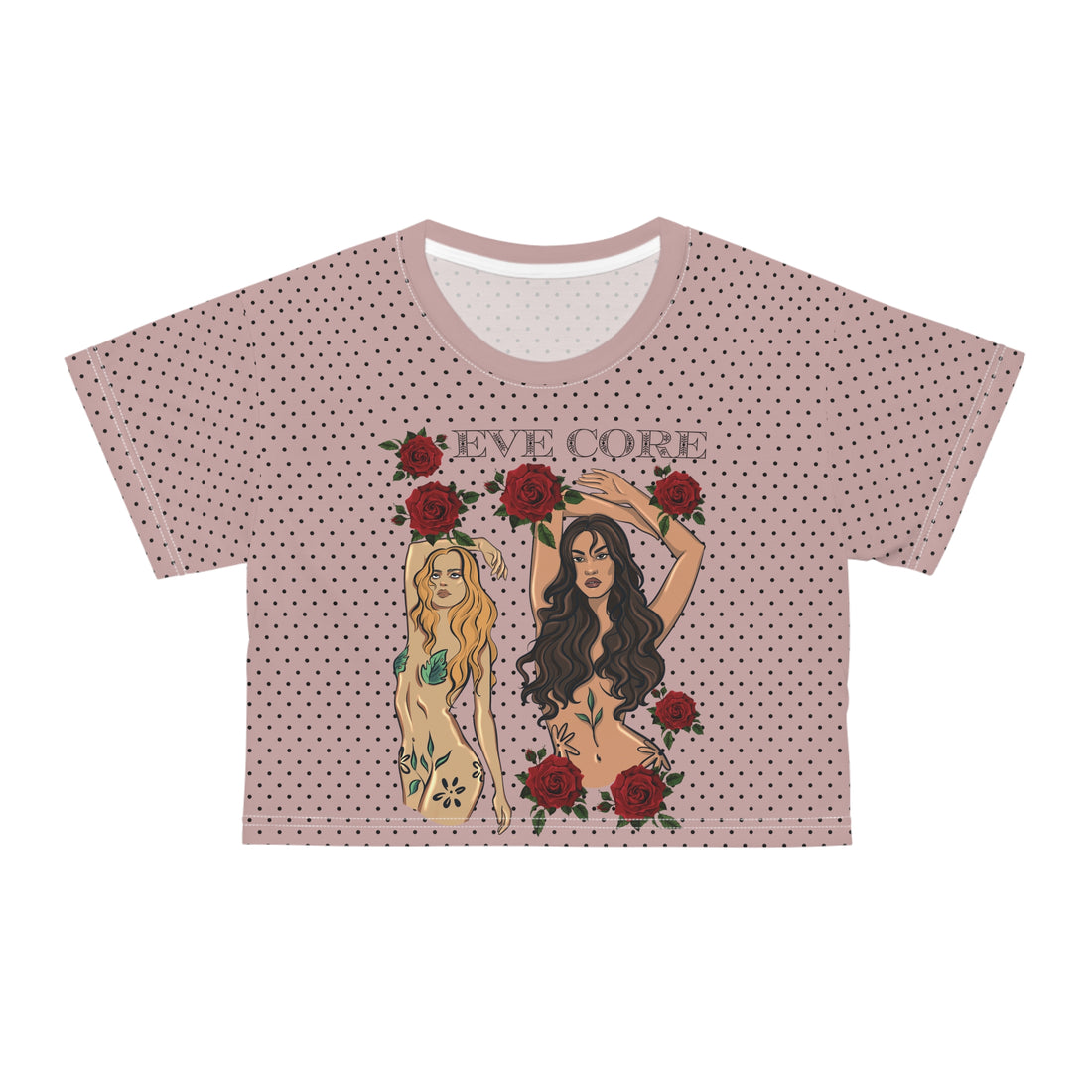 Taupe Eve Core AOP Crop Tee