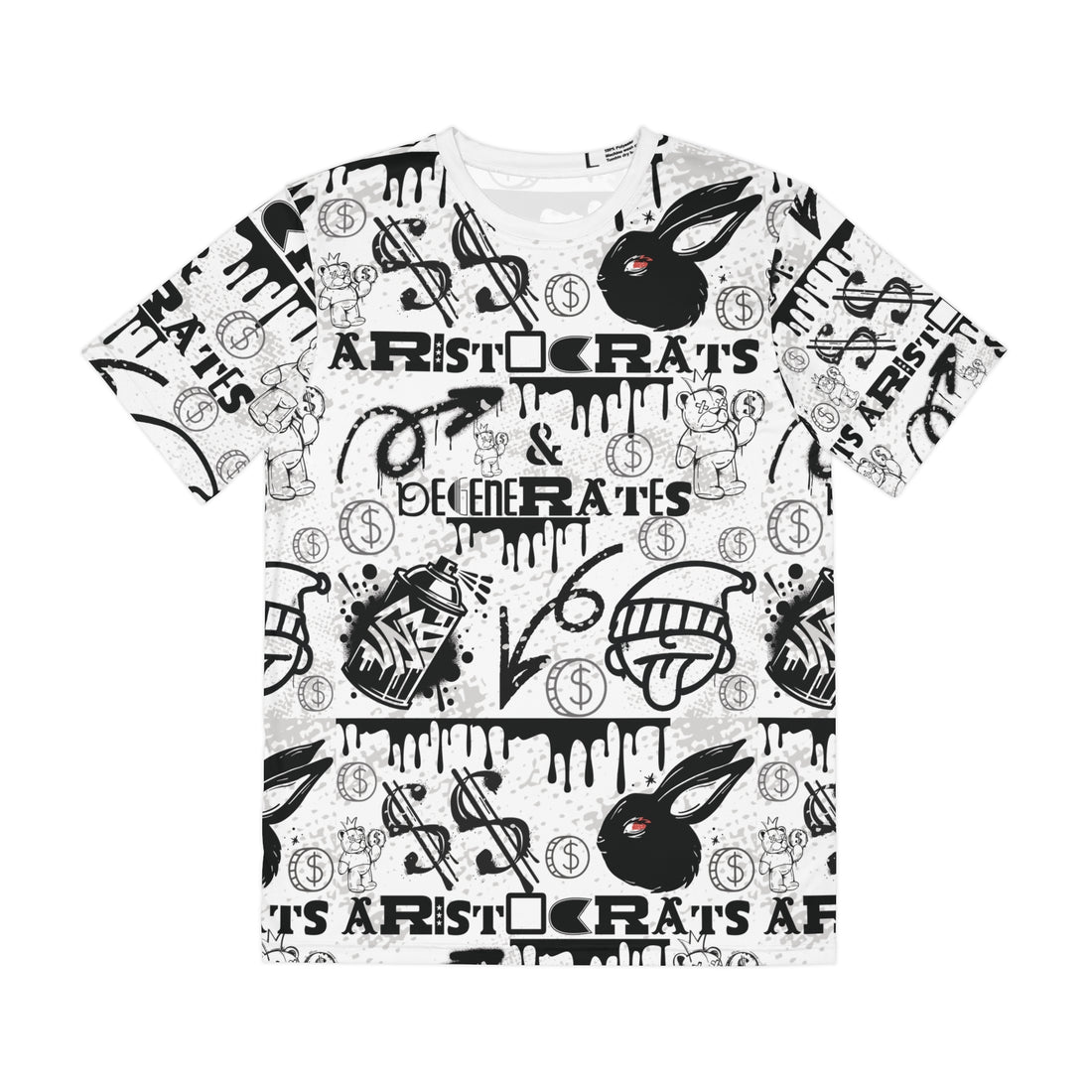 White Graphic Polar Men's Polyester Tee (AOP)