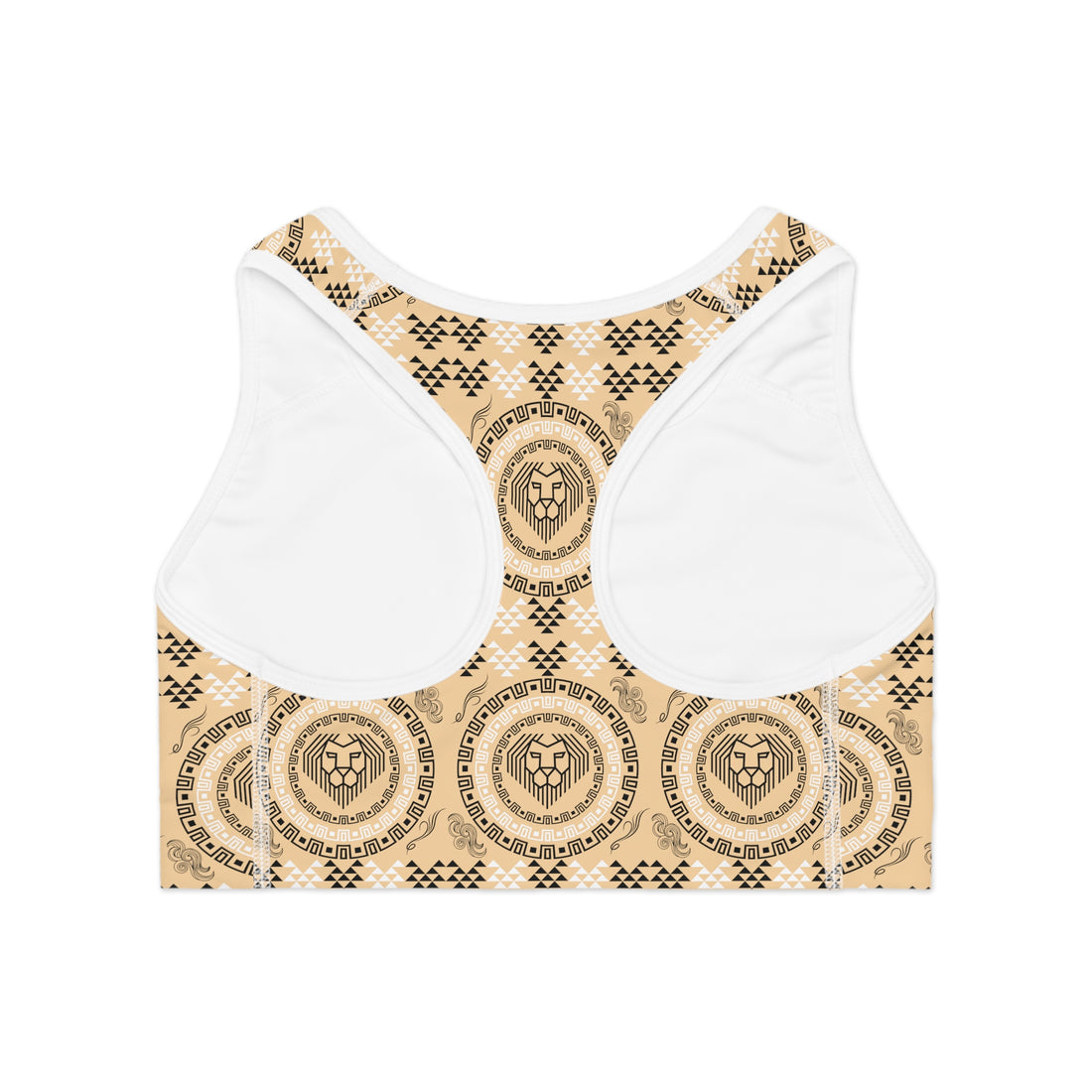 Tuscan Geo Lion Head Racerback (AOP) Sports Bra