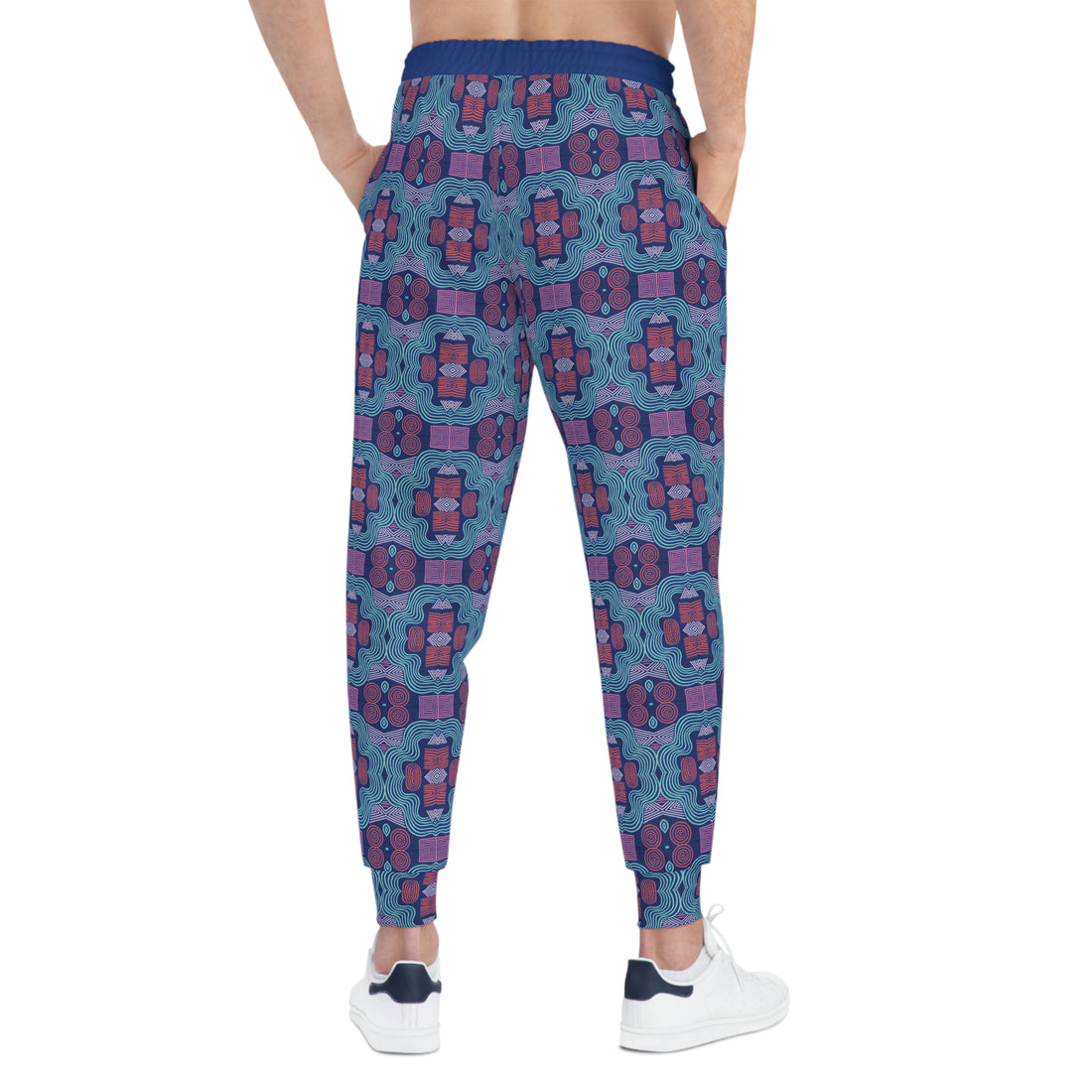 Blue Geometric Print Unisex Joggers