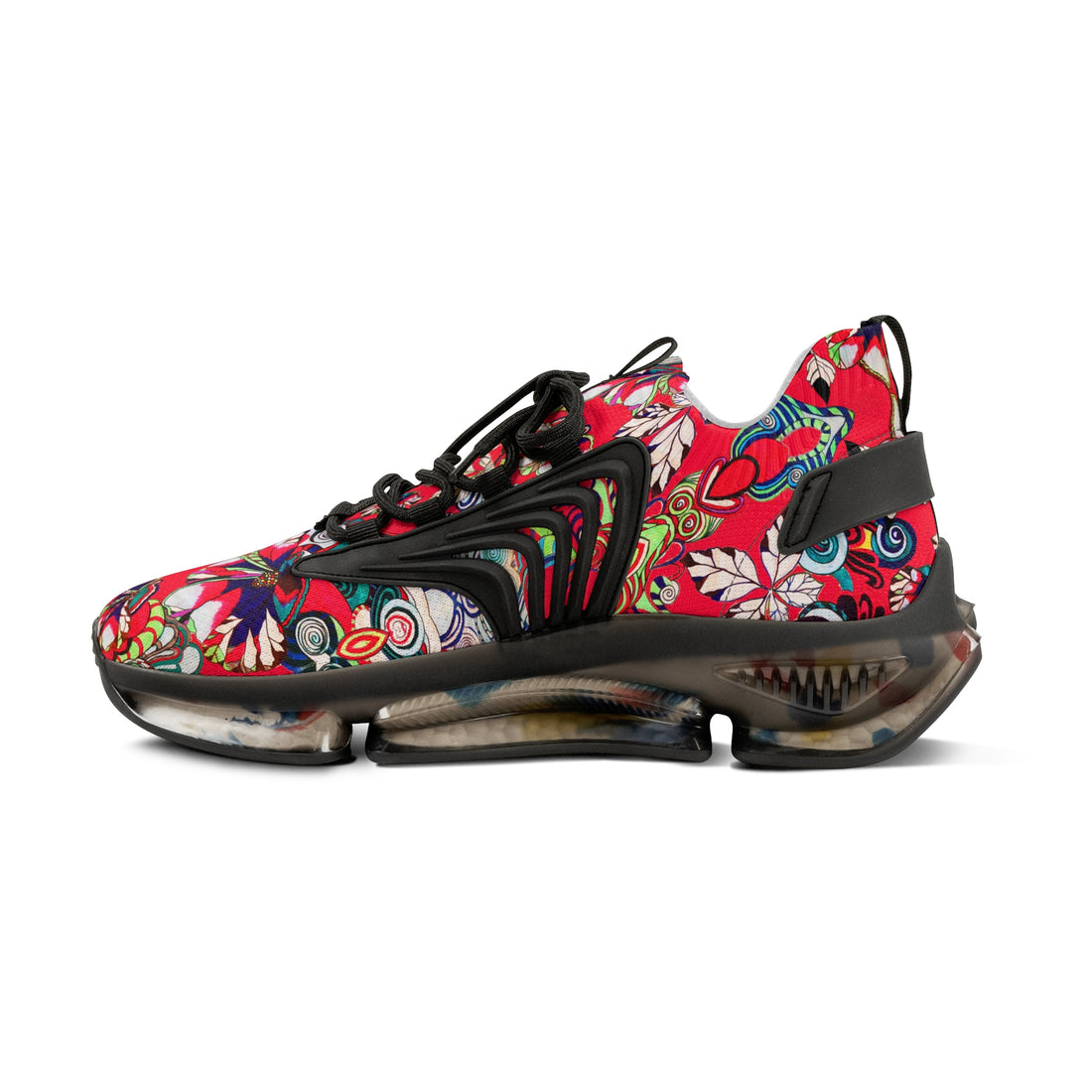 Red Floral Pop OTT Men's Mesh Knit Sneakers