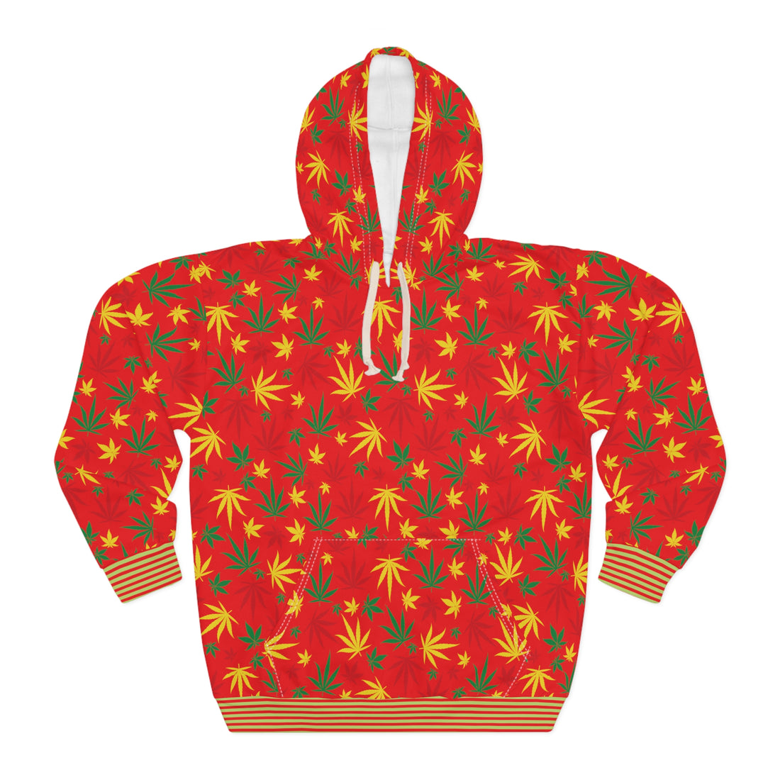Red Tropical Rasta Toned Pullover Hoodie