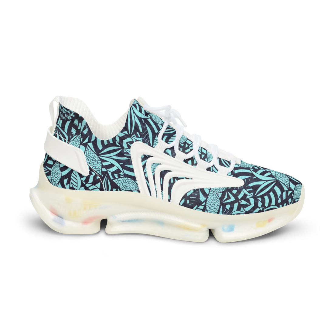 Icy Blue Tropical Minimalist OTT Men's Mesh Knit Sneakers
