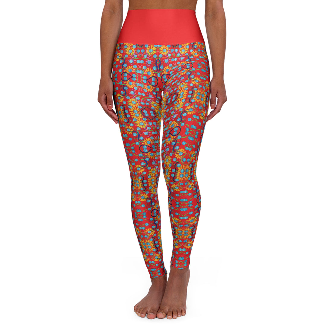 Red Sunflower Yoga Leggings