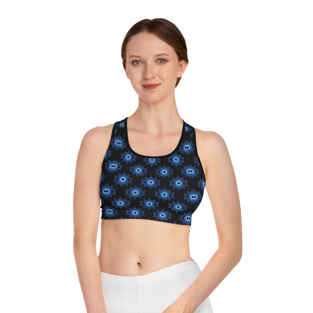 Black Evil Eye (AOP) Sports Bra