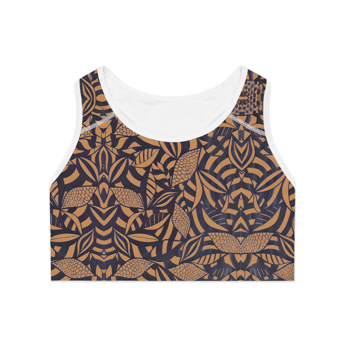 Mocha Tropical Minimalist Racerback (AOP) Sports Bra