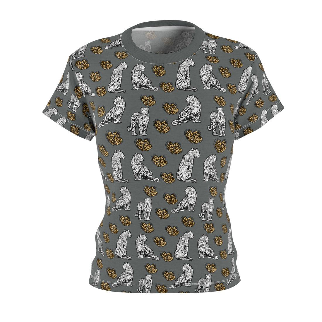 Ash Cheetah Hearts AOP Women's Cap Sleeves T-shirt