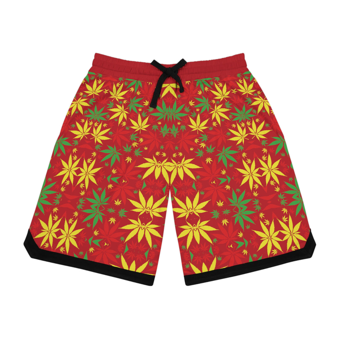 Deep Red Rasta Toned  Basketball Rib Shorts (AOP)