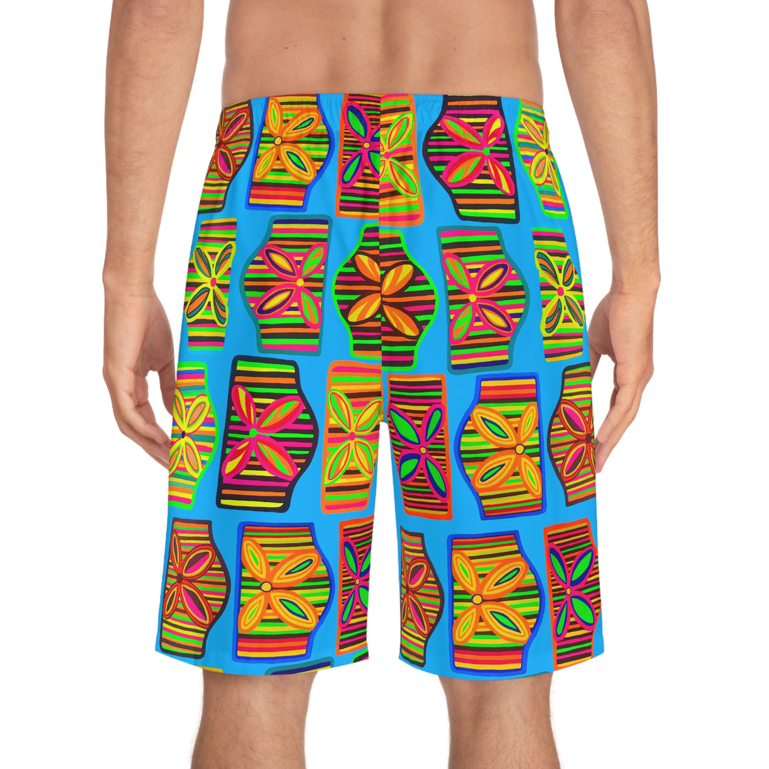 aqua men's art deco print board shorts