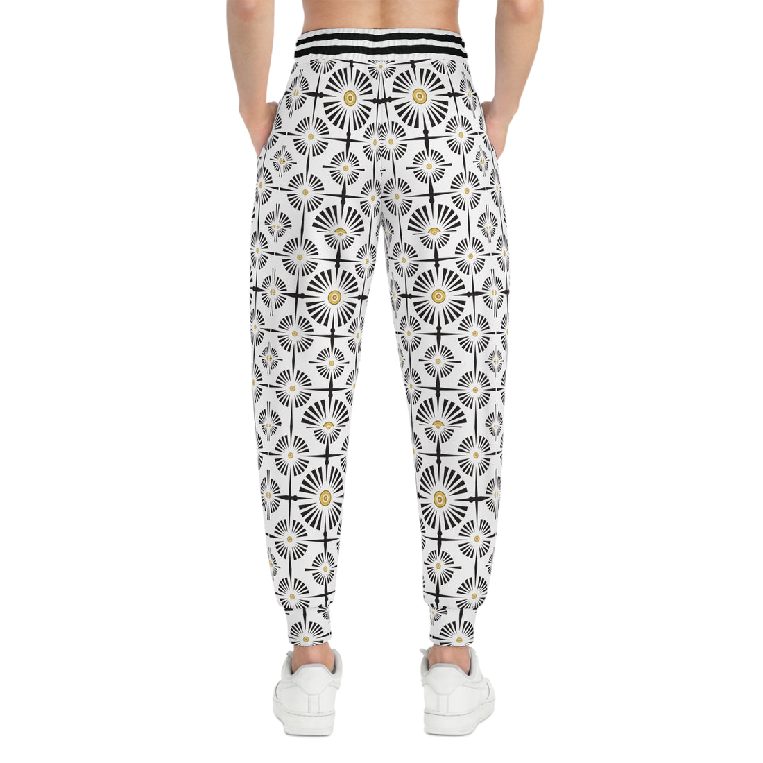 White Wheels & Spokes Print Unisex Joggers