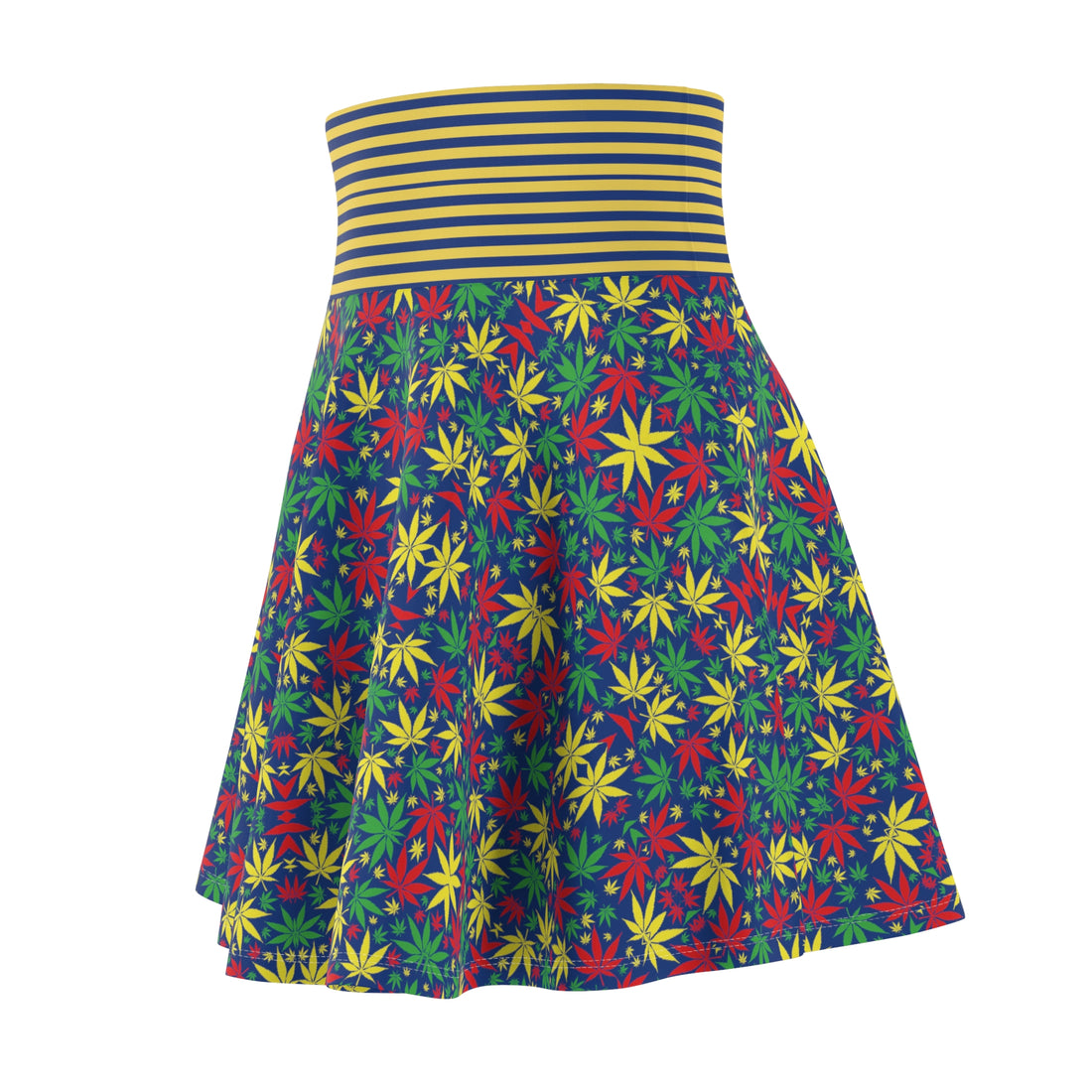 Blue Tropical Rasta Toned Skater Skirt
