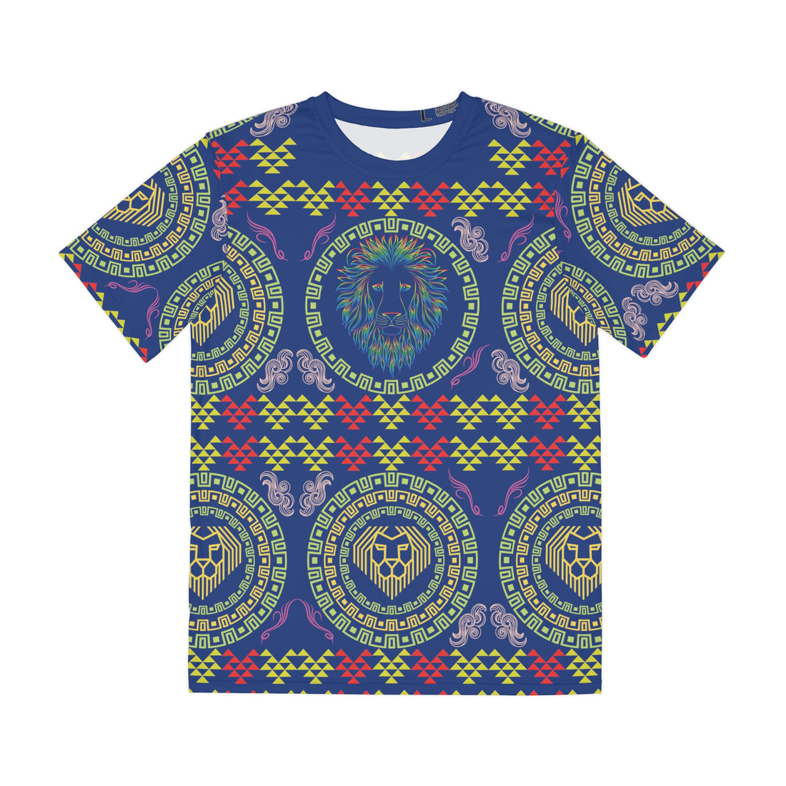 Royal Blue Geo Lion Head Polyester Tee (AOP)