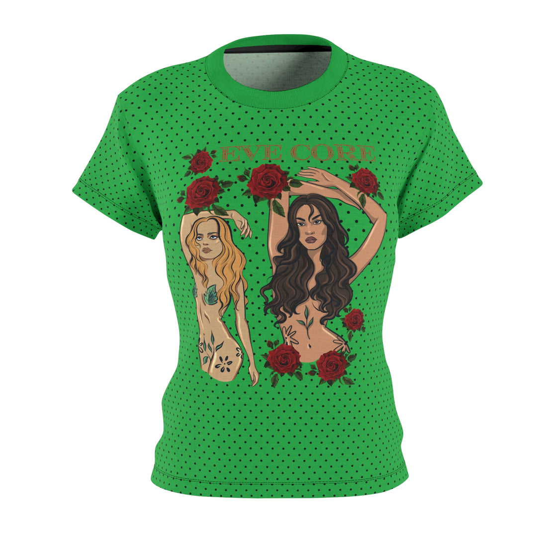 Lawn Green Eve Core AOP Women's Cap Sleeves T-shirt