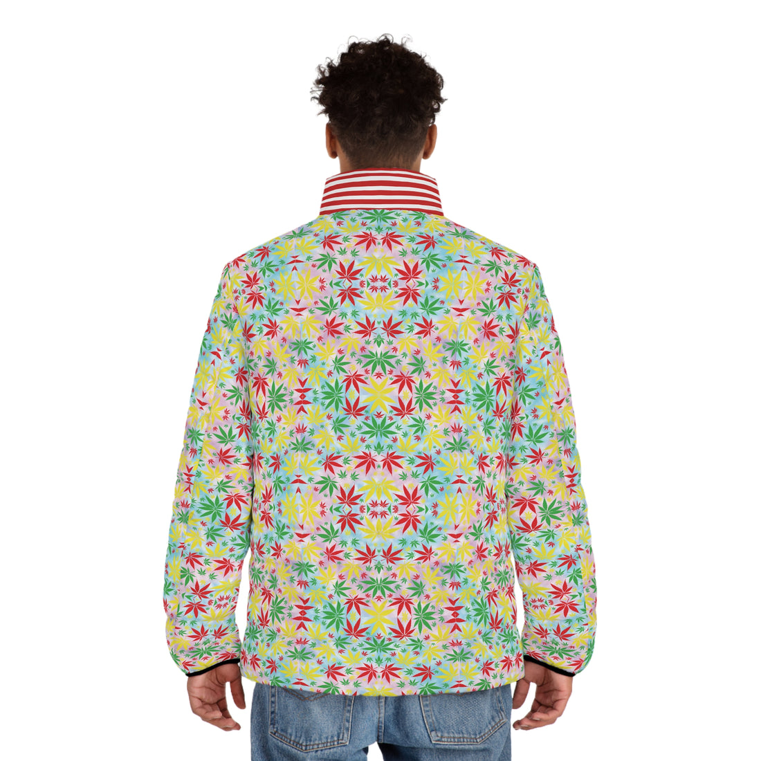 Multi Tie - Dye Tropical Rasta Toned Men's Puffer Jacket