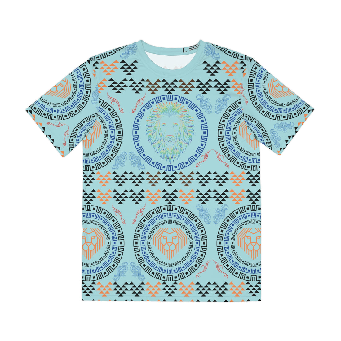 Icy Blue Geo Lion Head Polyester Tee (AOP)