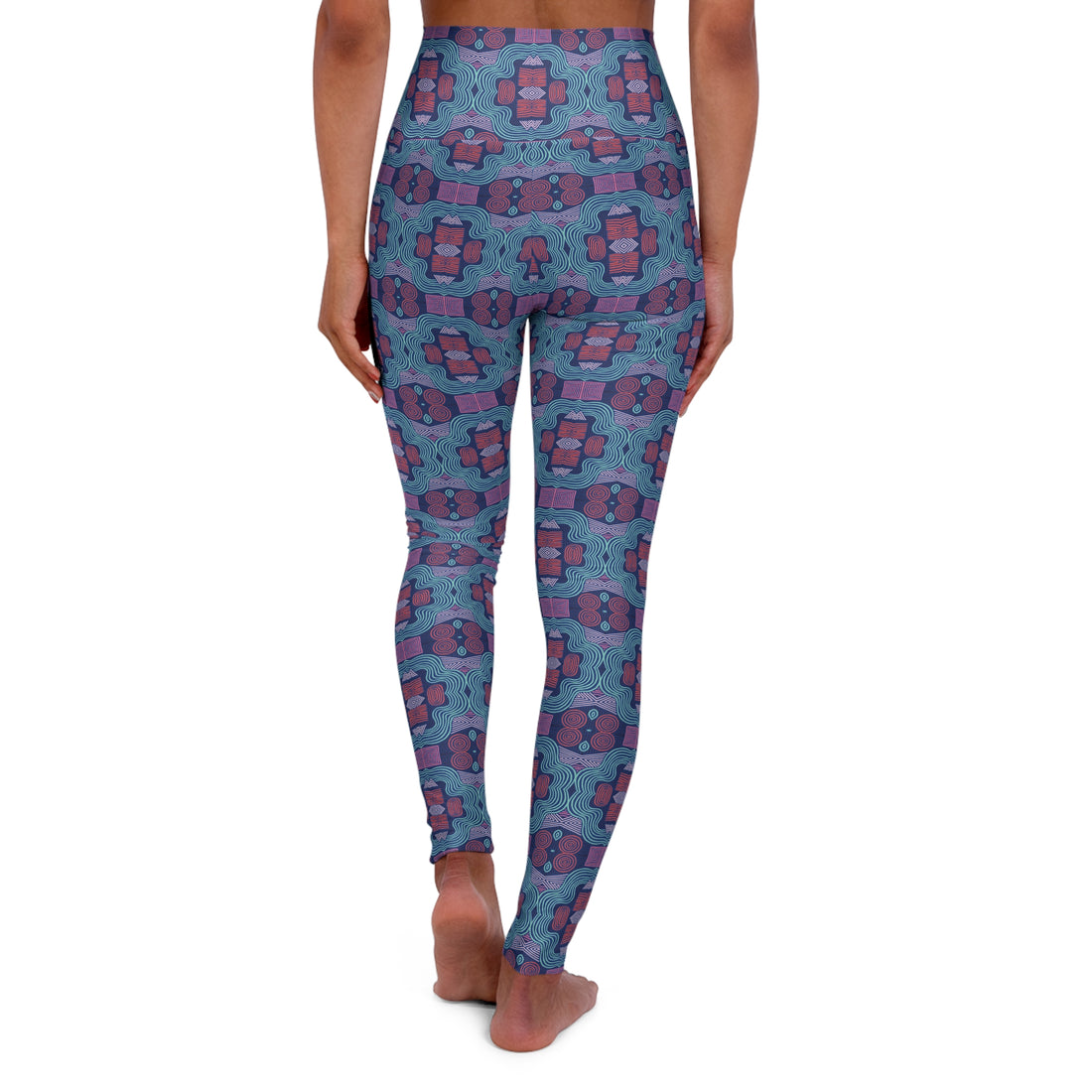 Blue Geometric Print Yoga Leggings
