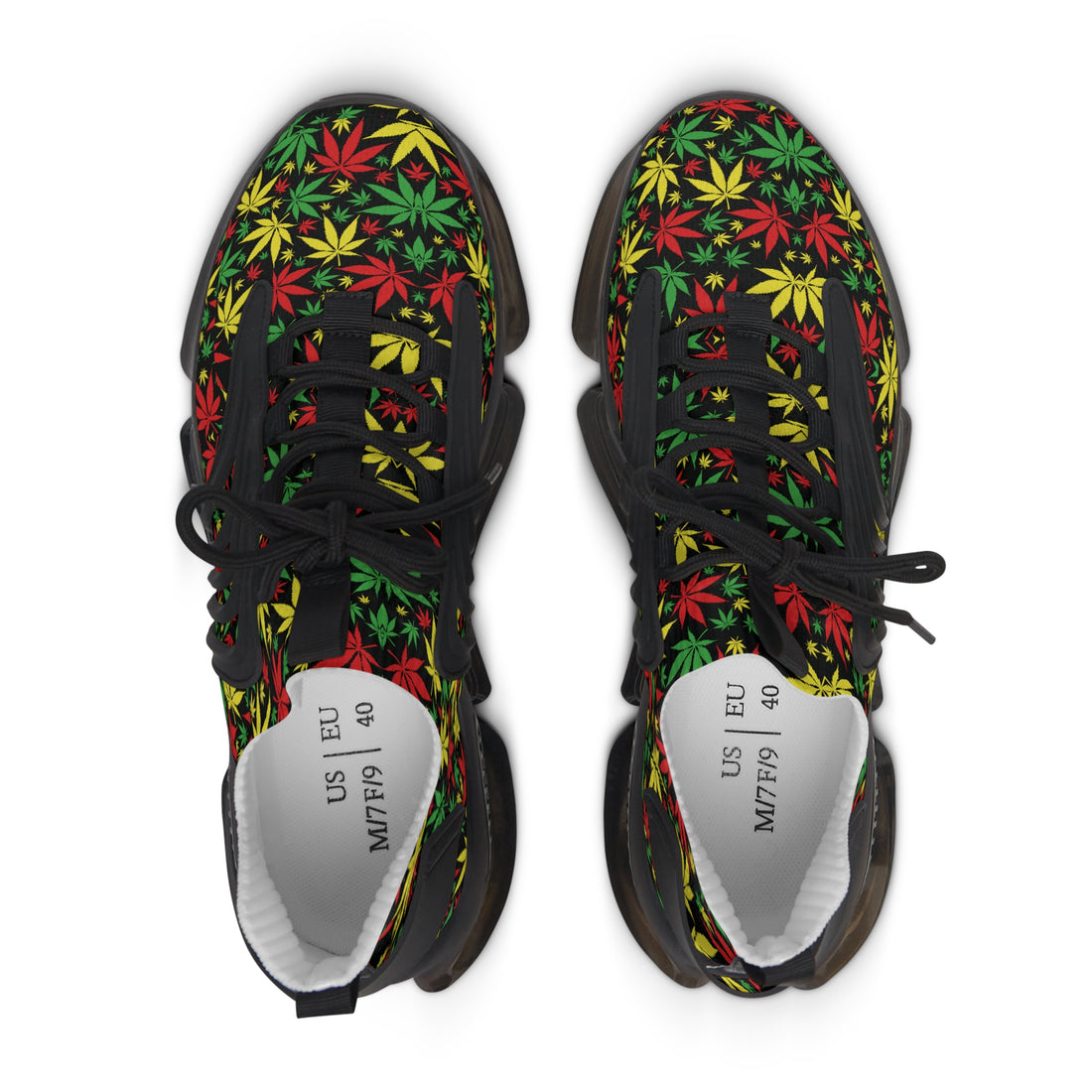 Black Tropical Rasta Toned Women's Mesh Knit Sneakers