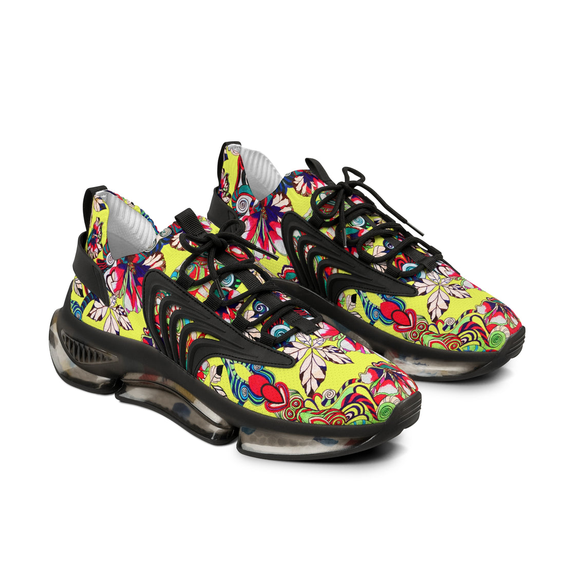 Canary Floral Pop OTT Men's Mesh Knit Sneakers