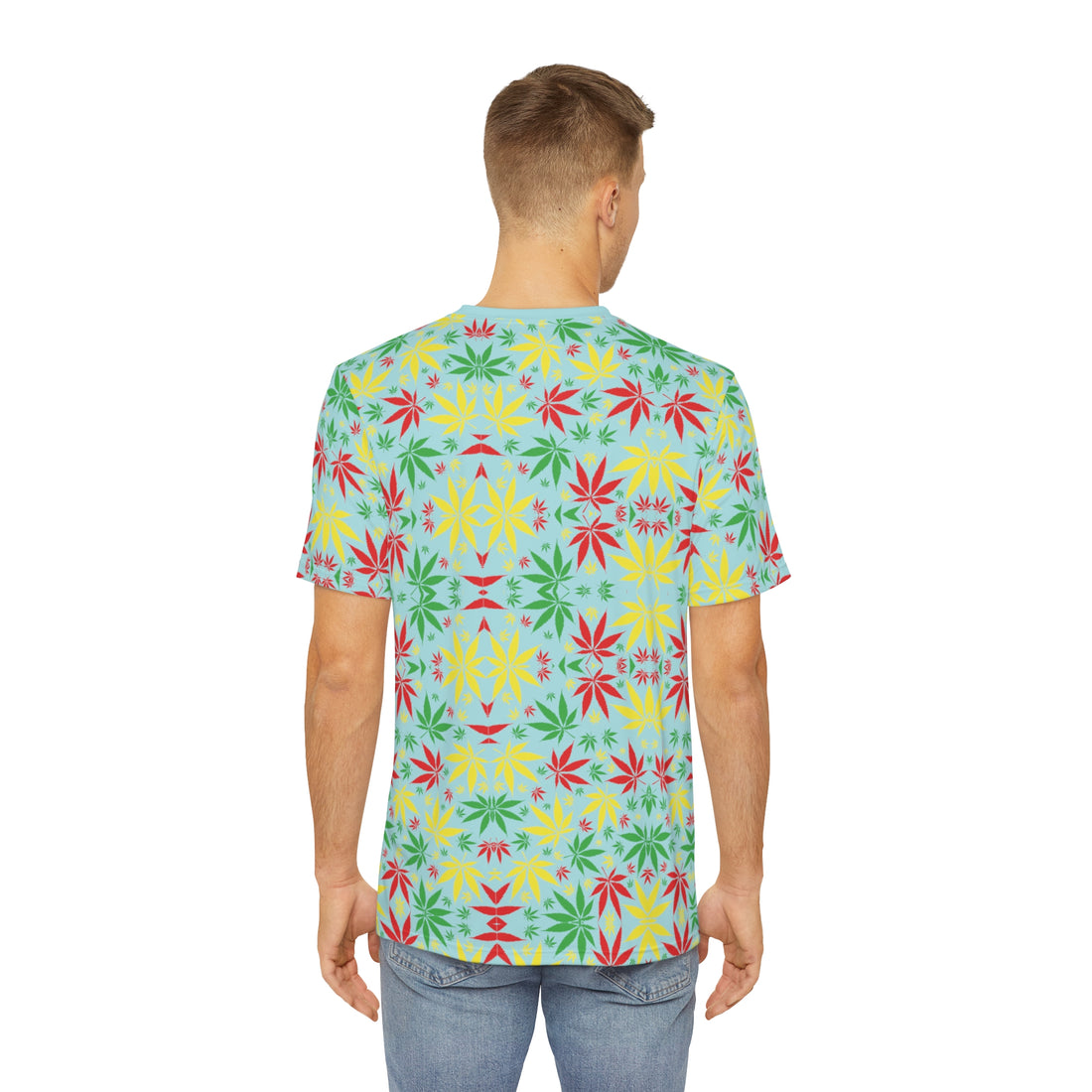 Icy Blue Tropical Men's Polyester Tee (AOP)