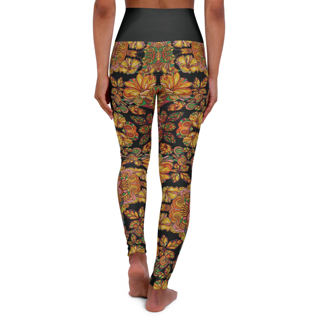 Black Artsy Floral Yoga Leggings