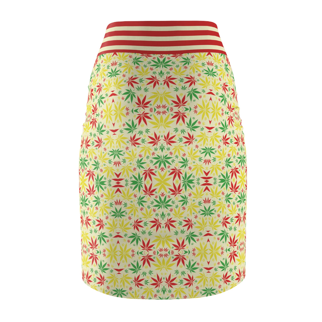 Cream Tropical Rasta Toned Pencil Skirt