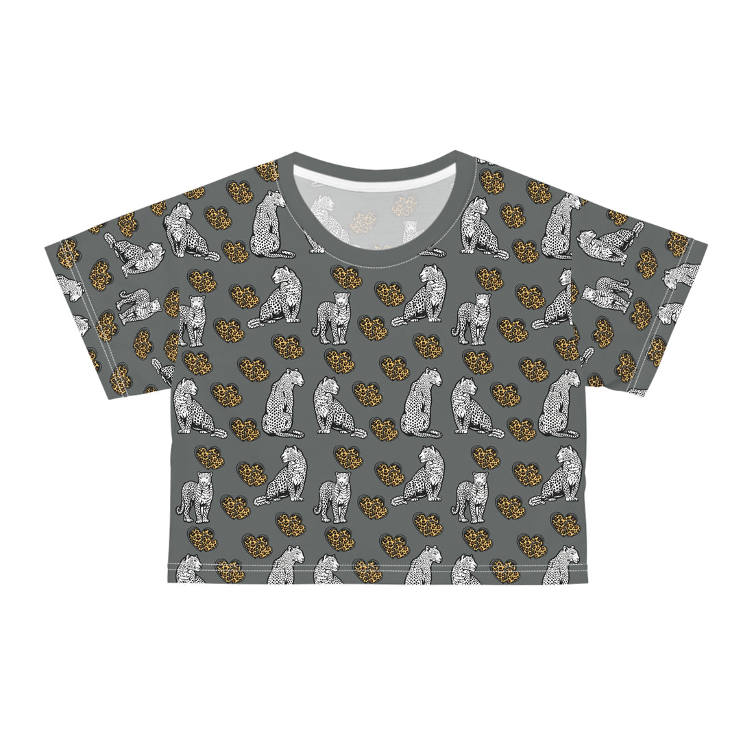Ash Cheetah Hearts AOP Crop Tee