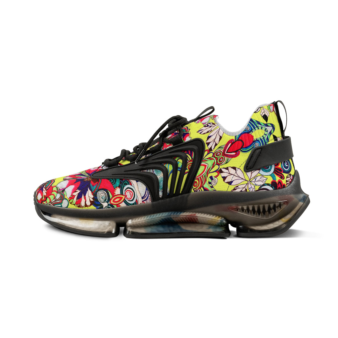 Canary Floral Pop OTT Men's Mesh Knit Sneakers