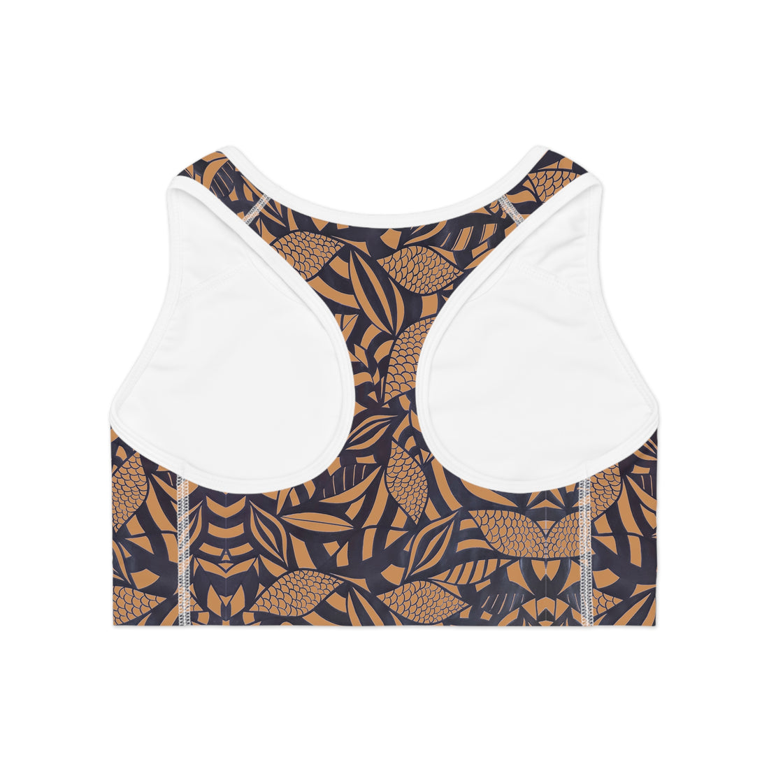 Mocha Tropical Minimalist Racerback (AOP) Sports Bra