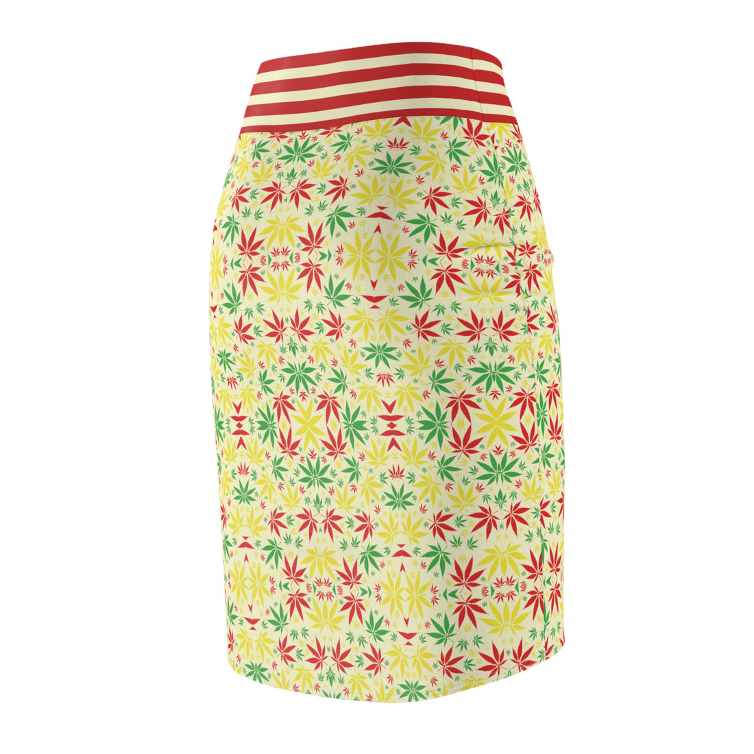 Cream Tropical Rasta Toned Pencil Skirt