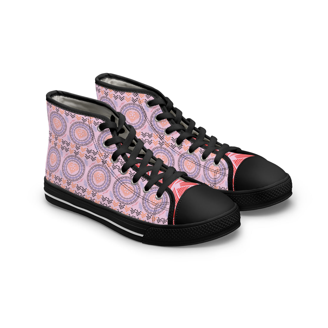 Lilac Geo Lion Head Women's High Top Sneakers