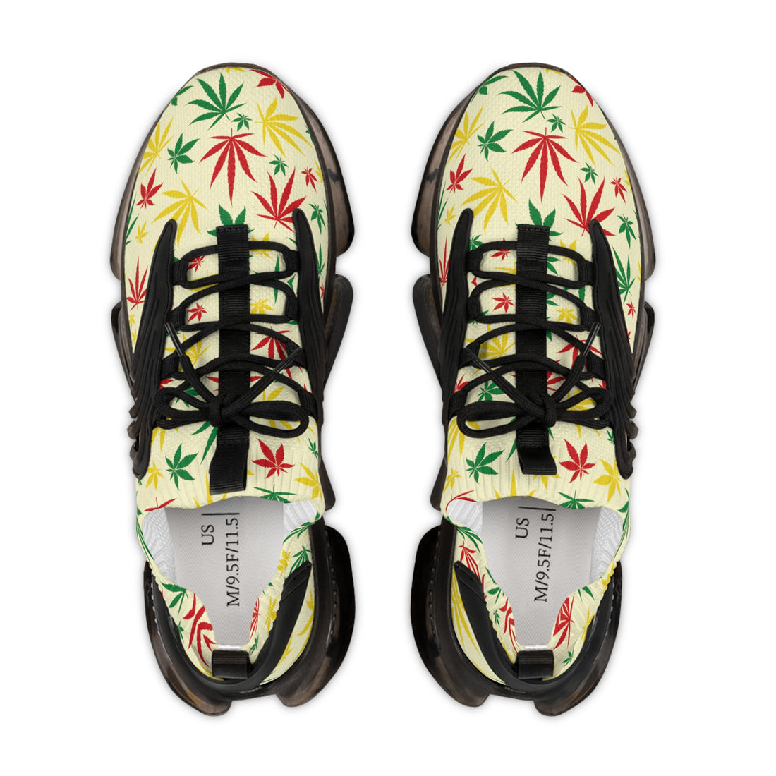 Cream Tropical Rasta Toned Men's Mesh Knit Sneakers