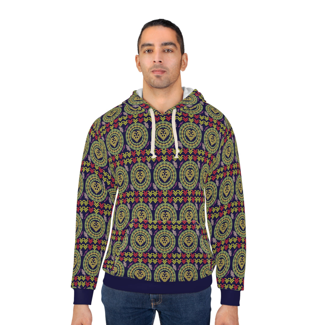 Ink Geo Lion Head Pullover Hoodie