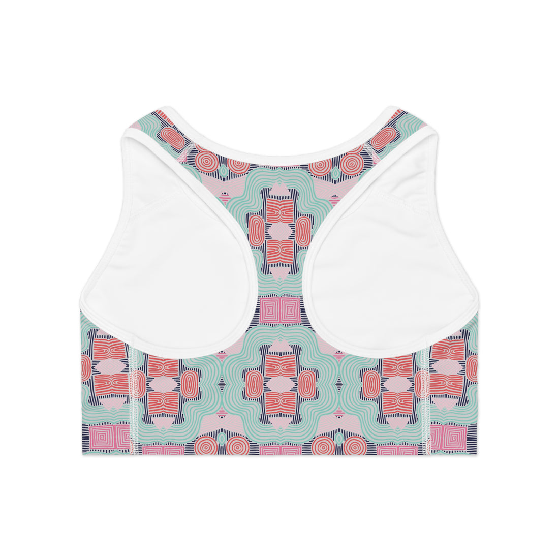 Slate Geometric Print (AOP) Racerback Sports Bra