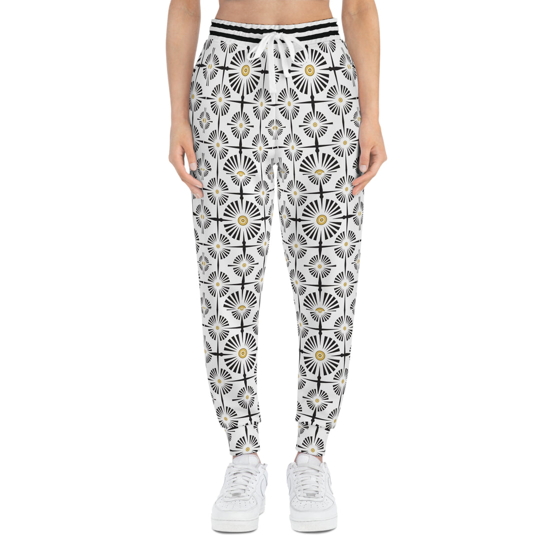 White Wheels & Spokes Print Unisex Joggers