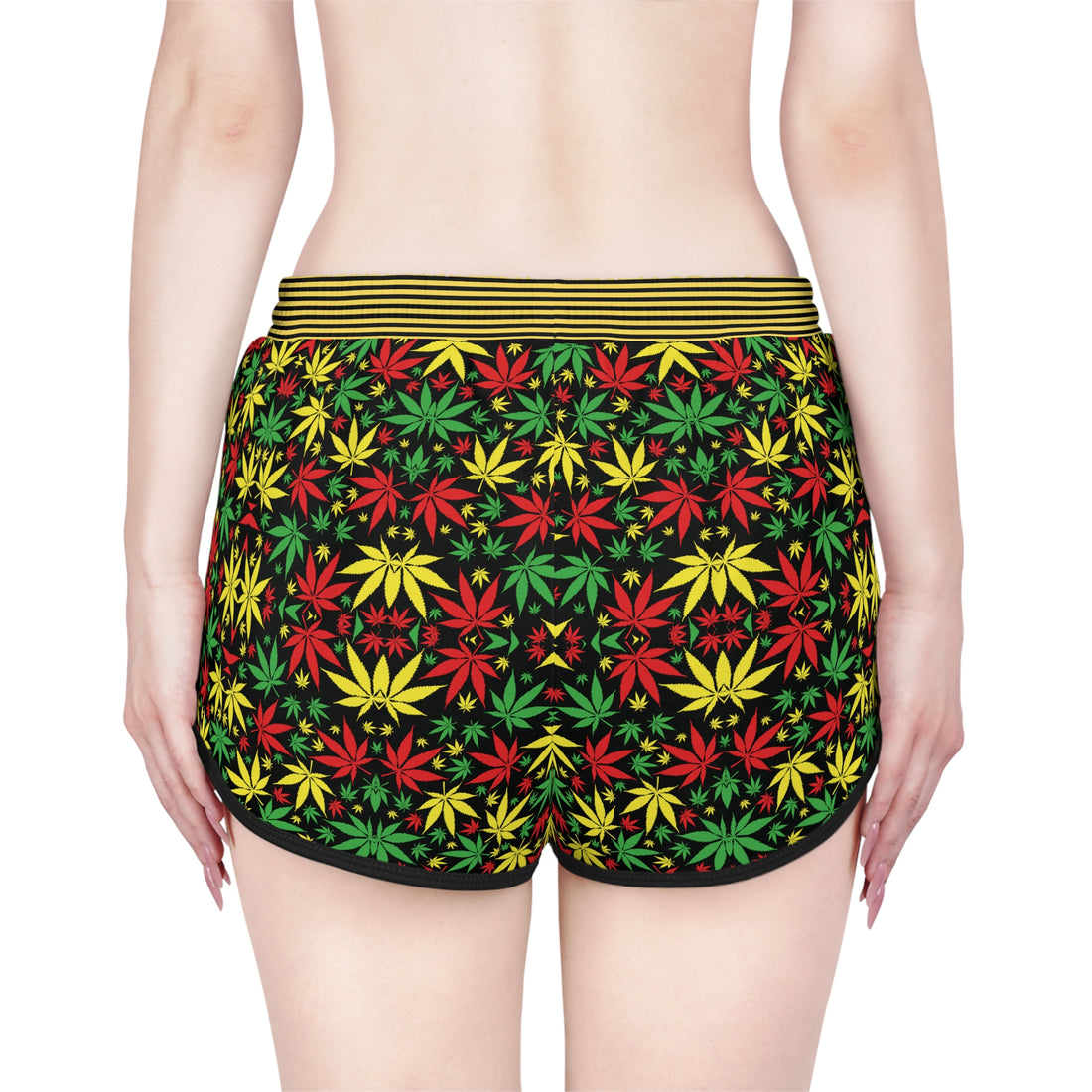 Black Tropical Rasta Toned Relaxed Gym Shorts