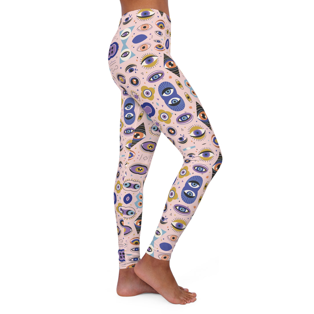 Pale Pink Abstract Evil Eye Spandex Leggings