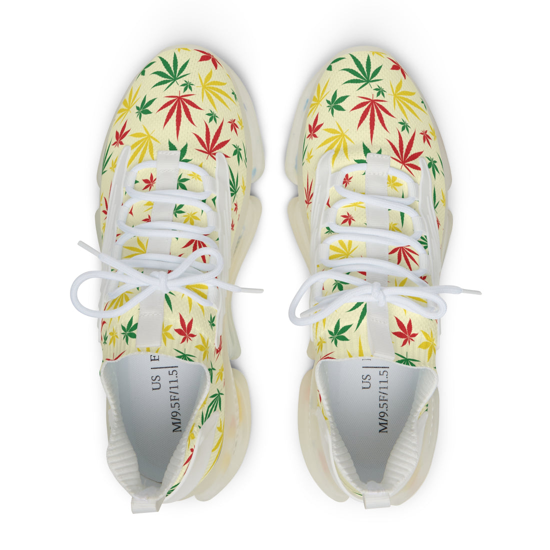 Cream Tropical Rasta Toned Men's Mesh Knit Sneakers
