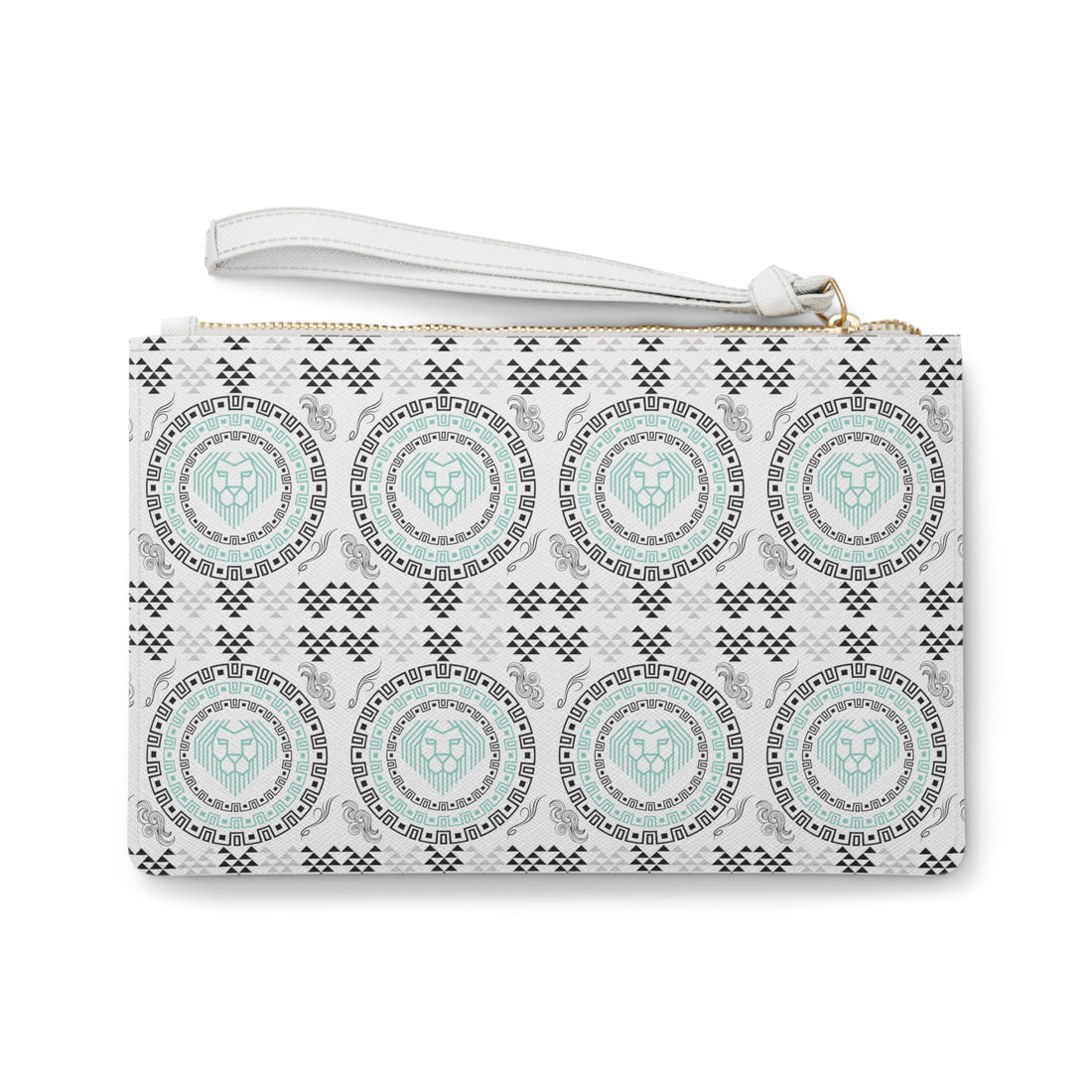 White Geo Lion Head Clutch Bag