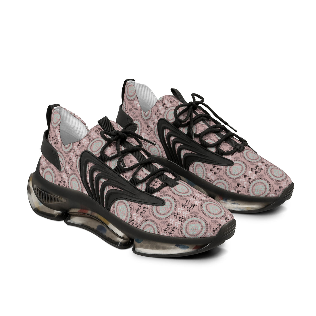 Taupe Geo Lion Head Men's Mesh Knit Sneakers