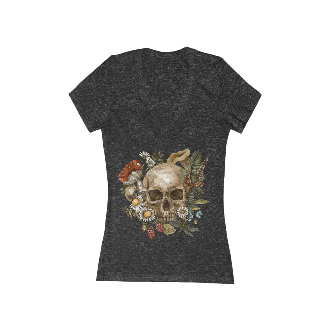 Women's Jersey Skull Print V-Neck Tee