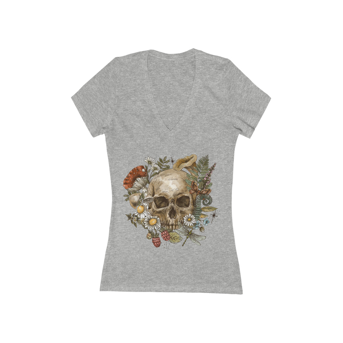 Women's Jersey Skull Print V-Neck Tee