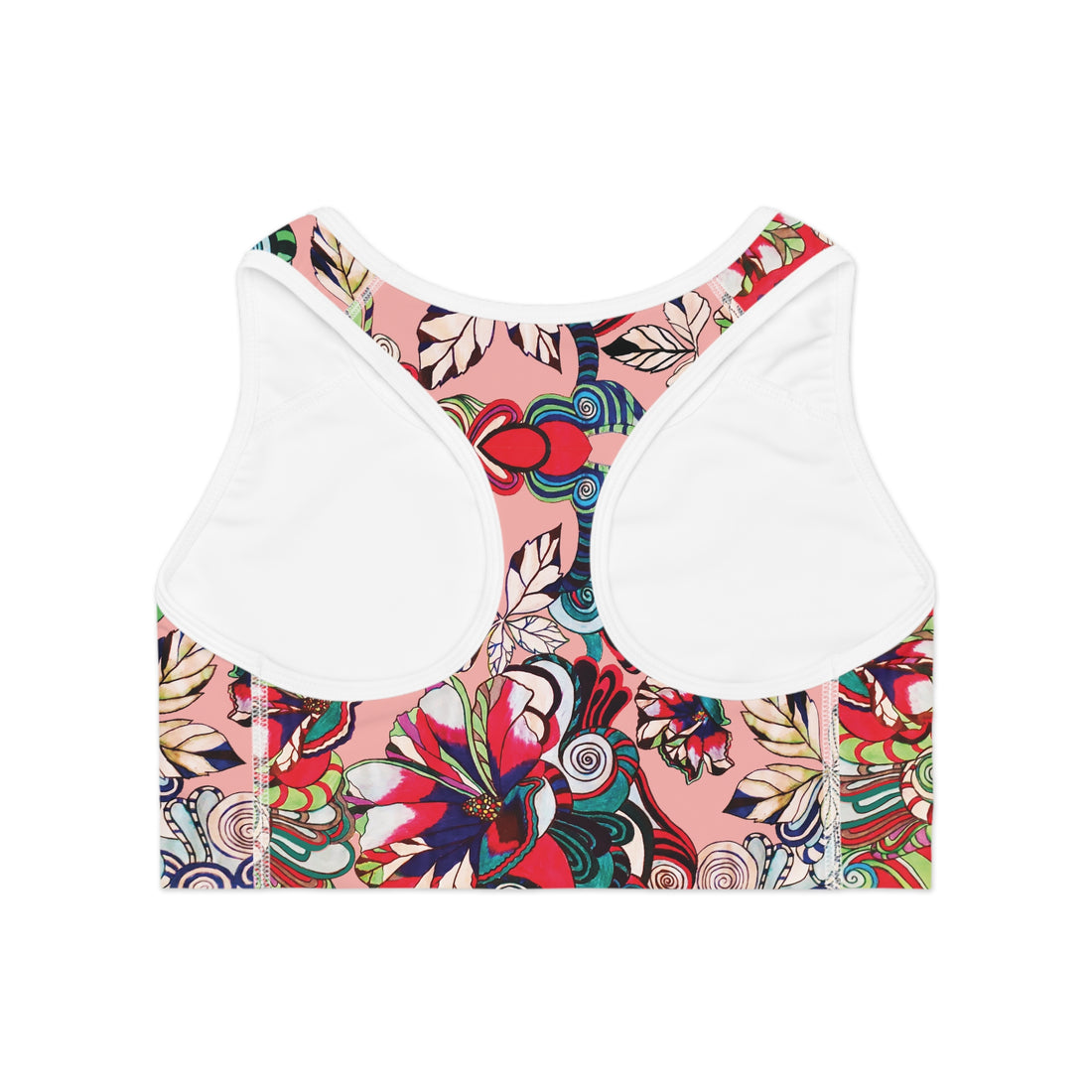 Blush Graphic Floral Pop Racer Back (AOP) Sports Bra