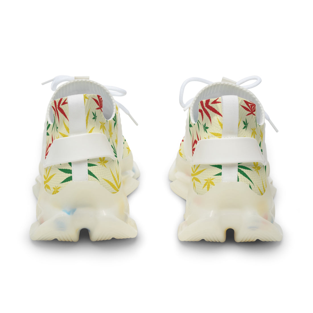 Cream Tropical Rasta Toned Men's Mesh Knit Sneakers