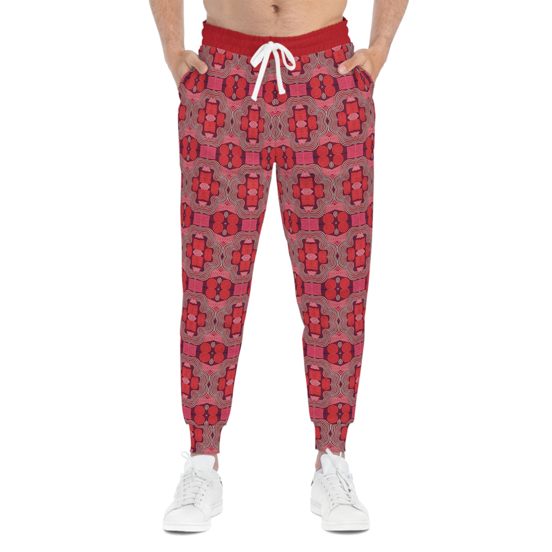 Red Geometric Print Unisex Joggers