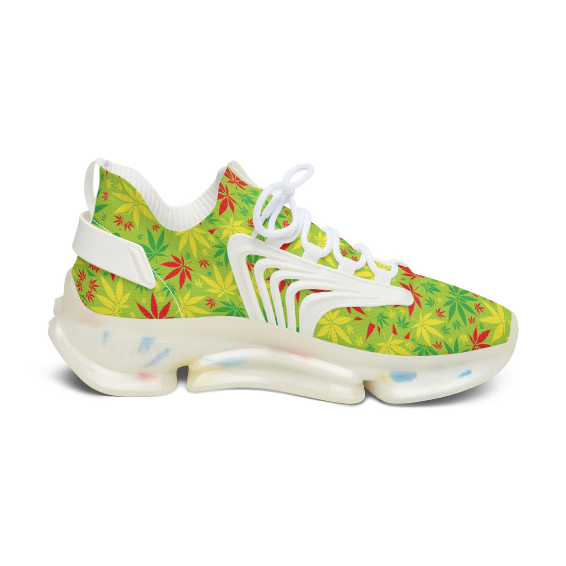 Green Tropical Rasta Toned Women's Mesh Knit Sneakers